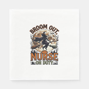 Serviette En Papier Chemise d'infirmière Halloween Dessin de balai de