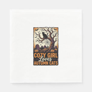 Serviette En Papier Chemise fille Halloween vintage amoureuse des chat