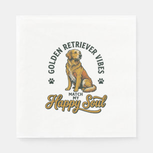 Serviette En Papier Chemise Golden Retriever Gravure Vintage Amoureux
