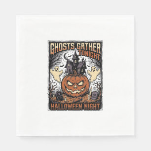 Serviette En Papier Chemise Halloween ensorcelée Art de fantôme de cit