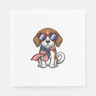 Serviette En Papier Chemise Lunettes de soleil Chien Beagle Patriotiqu