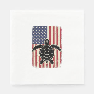 Serviette En Papier Chemise patriotique vintage tortue marine drapeau