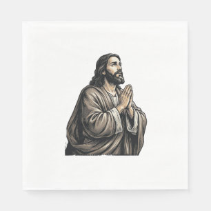 Serviette En Papier Chemise religieuse de l'homme priant gravure vinta
