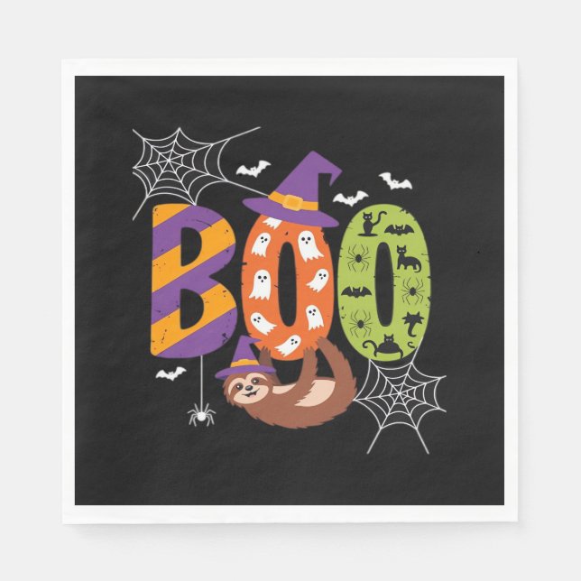 Serviette En Papier Chemise T Essentielle Halloween Sloth Boo Lazy (Devant)