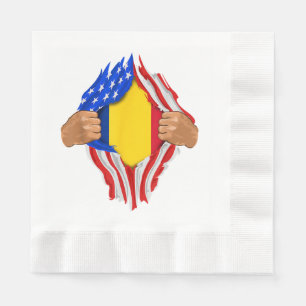 Serviette En Papier Chemise T-Shirt Roumanie - Sang roumain - Drapeau