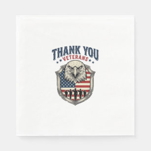 Serviette En Papier Chemise Thank You Veterans Patriotic Eagle Shield_