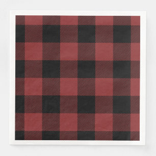 Serviette En Papier Chèque de Buffle Noir Rouge