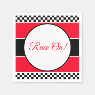 Serviette En Papier Chèque noir blanc avec rouge