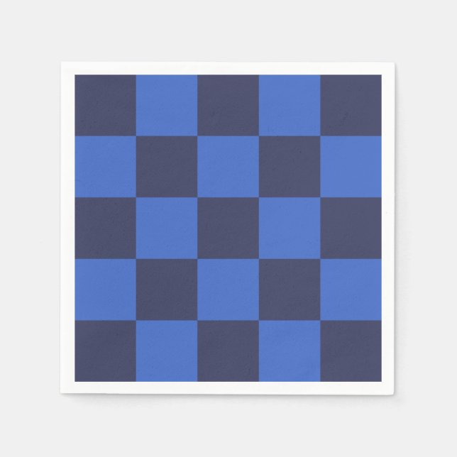 Serviette En Papier Chèques-chèques modernes géométriques en bleu fonc (Devant)