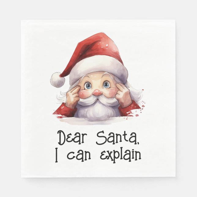 Serviette En Papier Cher Père Noël, Je Peux Expliquer Le Blanc Drôle (Devant)