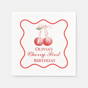 Serviette En Papier Chercher premier anniversaire Pink Bow En vichy
