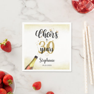Serviette En Papier CHERS D'Anniversaire À # ANNÉES Black Gold Script