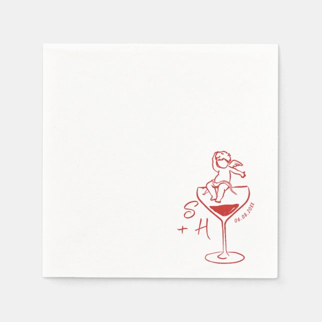 Serviette En Papier Cherub Mariage de cocktail Icône Cupid Tirée À La  (Devant)