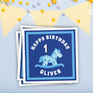 Serviette En Papier Cheval à rocher Blue Boy fête d'anniversaire