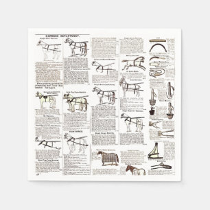 Serviette En Papier Cheval Antique Publicité Journal Art