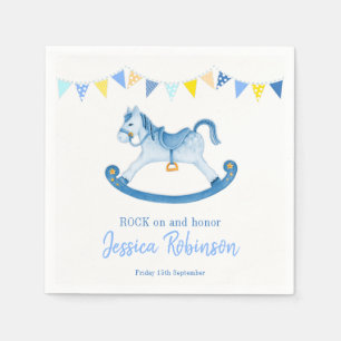 Serviette En Papier Cheval de basculage de roche bleue de baby shower