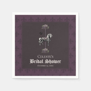 Serviette En Papier Cheval de carrousel squelette violet