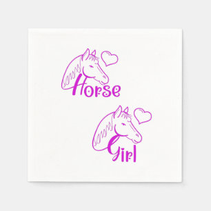Serviette En Papier Cheval fille en violet avec tête de cheval Police