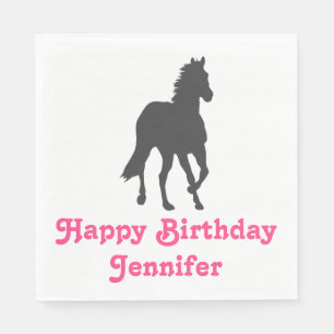 Serviette En Papier Cheval Joyeux Anniversaire équestre mignonne fête 