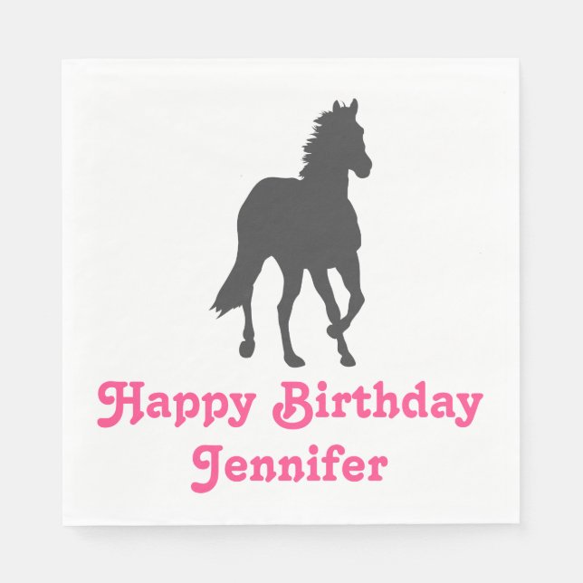 Serviette En Papier Cheval Joyeux Anniversaire équestre mignonne fête  (Devant)