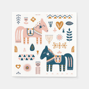 Serviette En Papier Cheval nordique du Folkart
