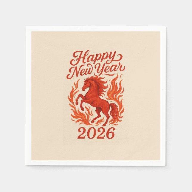 Serviette En Papier Cheval Rouge 2026 (Devant)
