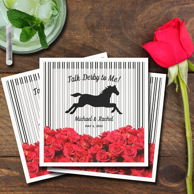 Serviette En Papier Cheval Silhouette Red Roses Derby Party (Créateur téléchargé)