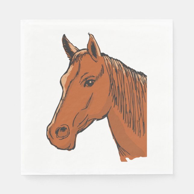 Serviette En Papier Cheval Tête Brown Animal de ferme (Devant)