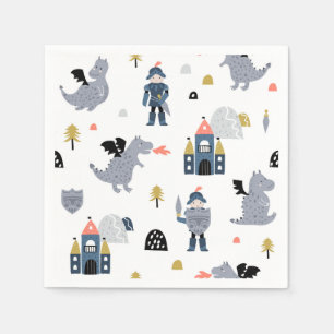 Serviette En Papier Chevaliers & Dragons Fête d'anniversaire de cont