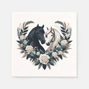 Serviette En Papier Chevaux de mariage campagnard en amour