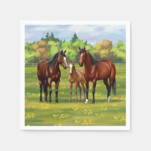 Serviette En Papier Chevaux Du Quartier De La Baie Brown Dans Les Pâtu