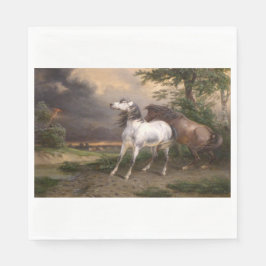 Serviette En Papier Chevaux effrayés par la tempête (par Carle Vernet)