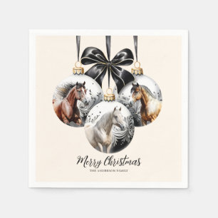 Serviette En Papier Chevaux noir et or Citation de Noël
