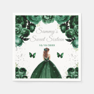 Serviette En Papier Cheveux brun vert foncé Princesse Sweet Sixteen