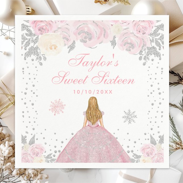 Serviette En Papier Cheveux rose Hiver Blonde Princesse Sweet sixteen (Créateur téléchargé)