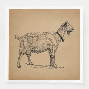 Serviette En Papier Chèvre avec Bell Illustration Antique Vieille Bro