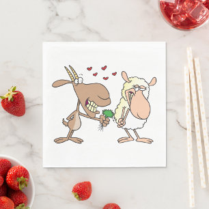 Serviette En Papier Chèvre et mouton amoureux