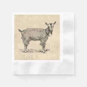 Serviette En Papier Chèvre mignonne avec Bell Illustration Antique Scr