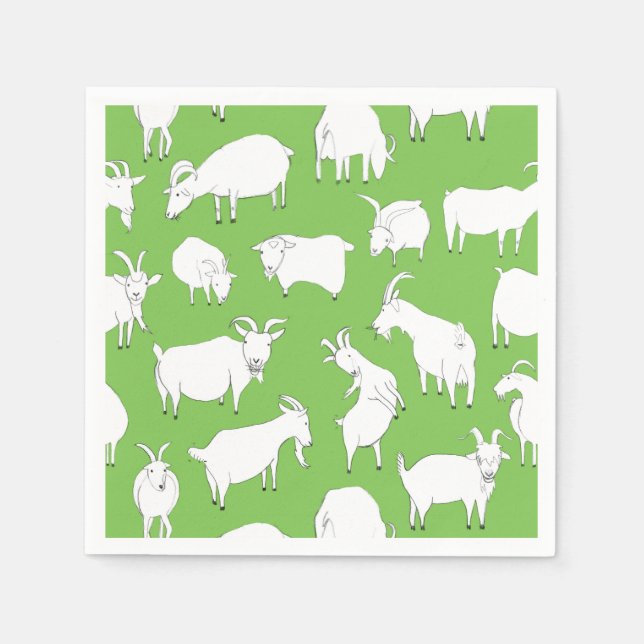 Serviette En Papier Chèvres jouant - vert (Devant)