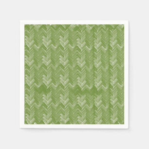 Serviette En Papier Chevron Herringbone Motif Forest Green