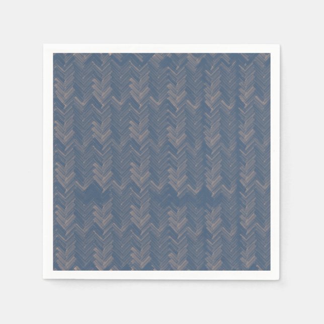 Serviette En Papier Chevron Herringbone Motif Retro Blue (Devant)
