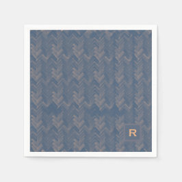 Serviette En Papier Chevron Herringbone Motif Retro Blue initial