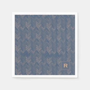 Serviette En Papier Chevron Herringbone Motif Retro Blue initial