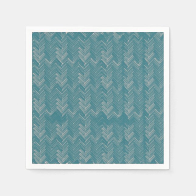 Serviette En Papier Chevron Herringbone Motif Turquoise (Devant)