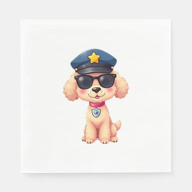 Serviette En Papier Chibi Anime Police Poodle Chien (Devant)