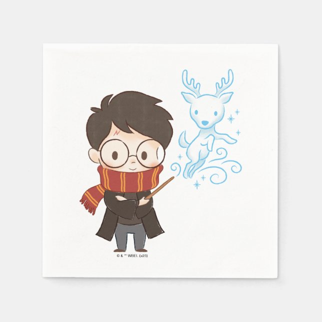 Serviette En Papier Chibi HARRY POTTER™ Patronus (Devant)