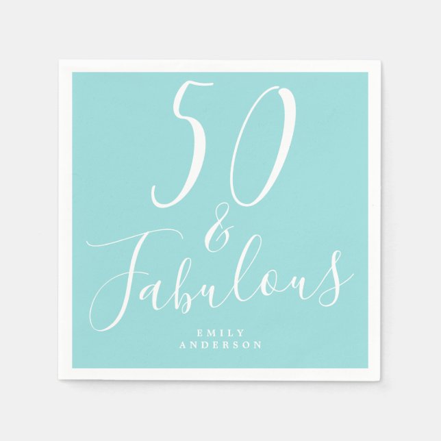 Serviette En Papier Chic 50 Fabuleux bleu 50e anniversaire (Devant)