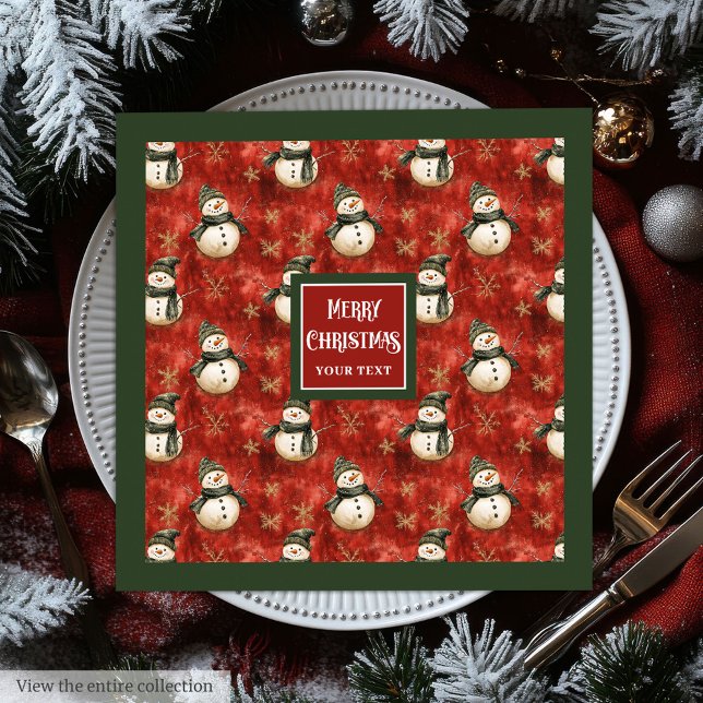 Serviette En Papier Chic Aquarelle Joyeux Noël (Chic Watercolor Merry Christmas Holiday Napkins)