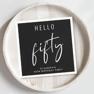 Serviette En Papier Chic Black 50th Birthday Party