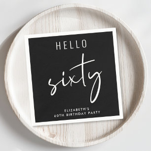 Serviette En Papier Chic Black 60th Birthday Party